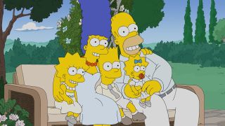 The Simpson family being interviewed in the episode "My Life as A Vlog"